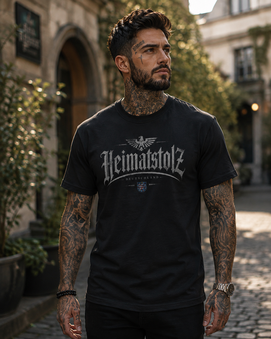 Herren T-Shirt Heimatstolz Wappen Thüringen weiß