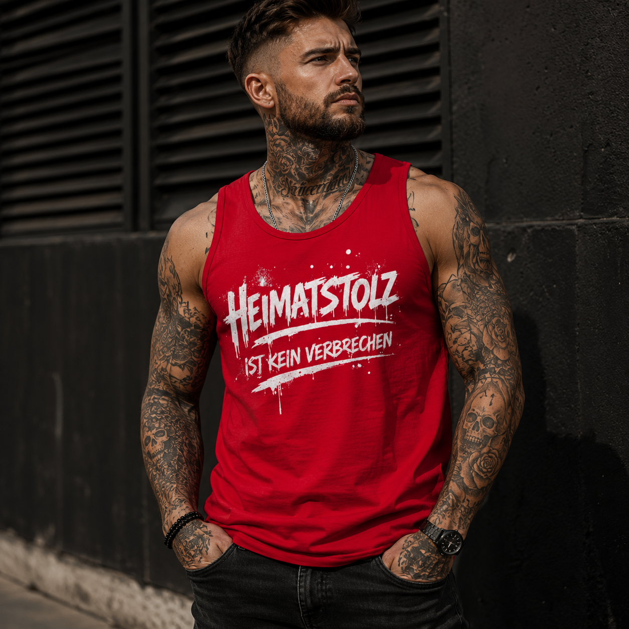 Herren Basic Tank Top Graffiti-Kunst Heimatstolz weiß