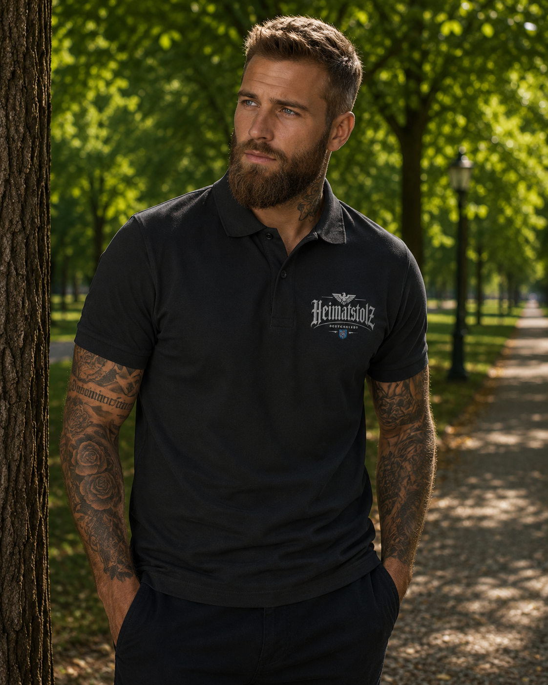 Unisex Poloshirt Heimatstolz Wappen Thüringen weiß