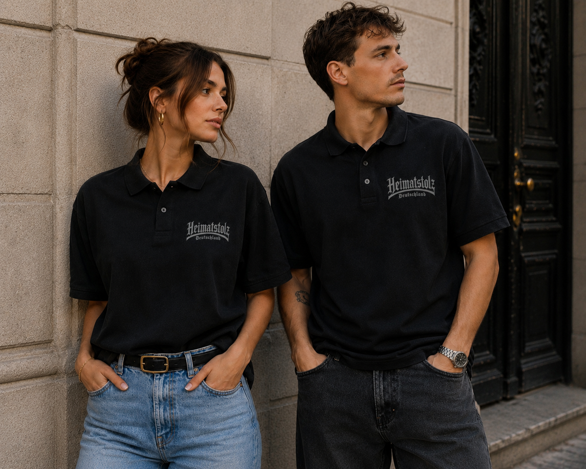 Unisex Poloshirt Heimatstolz Deutschland weiß