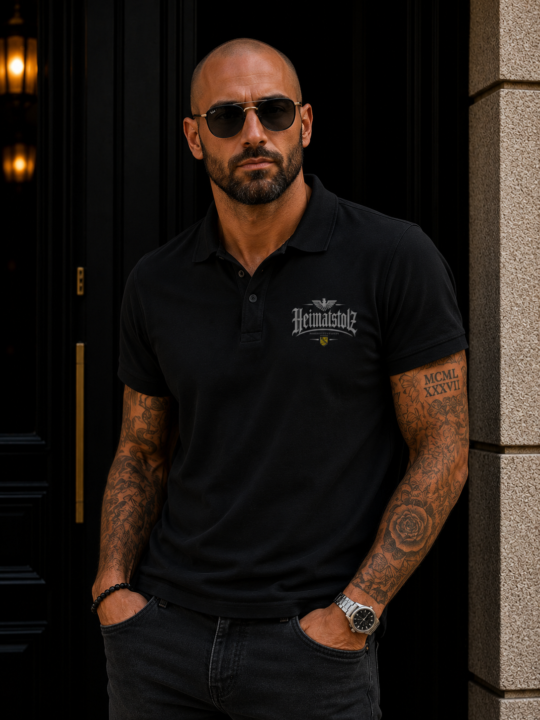 Unisex Poloshirt Heimatstolz Wappen Sachsen weiß