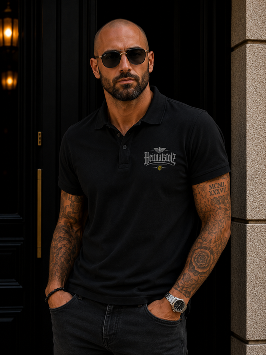 Unisex Poloshirt Heimatstolz Wappen Sachsen weiß
