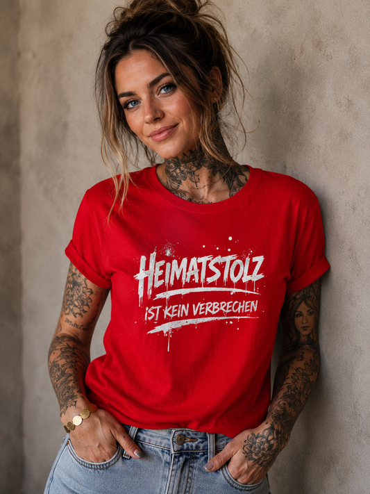 Damen T-Shirt Graffiti-Kunst Heimatstolz weiß