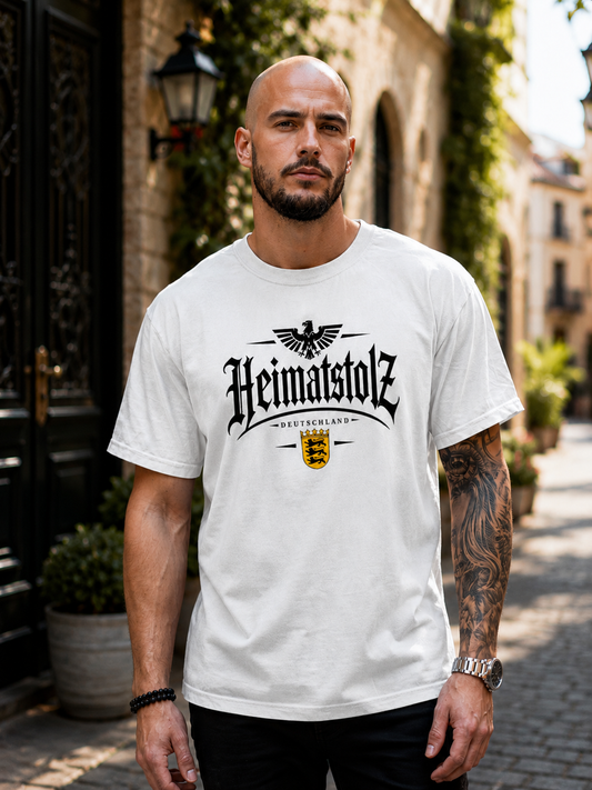 Herren T-Shirt Heimatstolz Wappen Baden Württenberg schwarz
