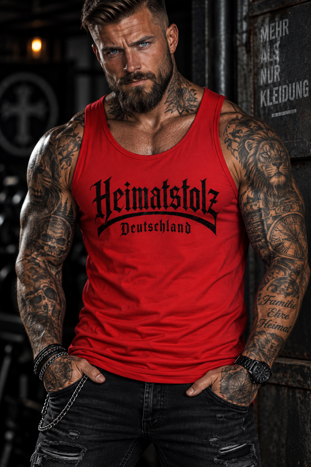 Heimatstolz Deutschland Herren Basic Tank Top/schwarzer Druck