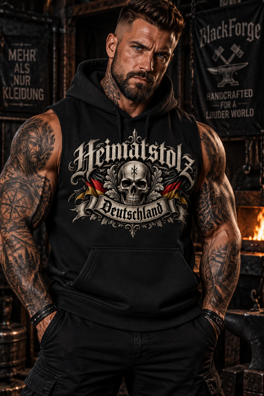 Heimatstolz Deutschland Schädel Hoodie ohne Ärmel