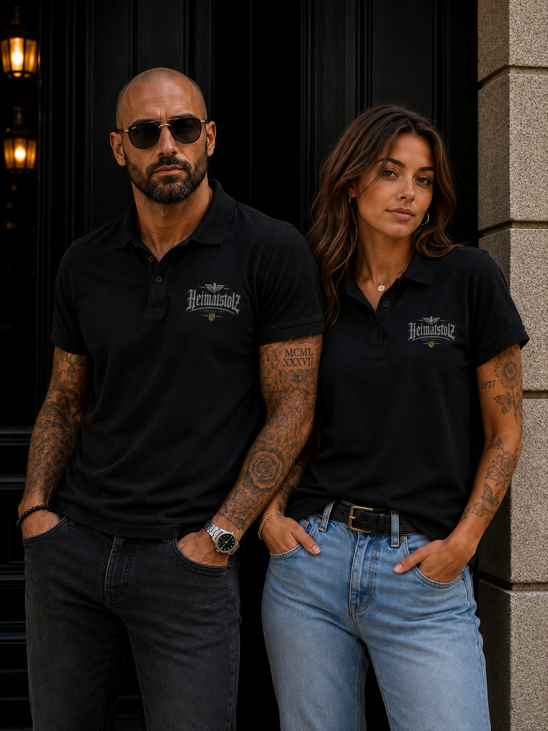 Unisex Poloshirt Heimatstolz Wappen Sachsen weiß