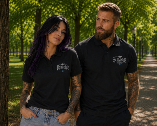 Unisex Poloshirt Heimatstolz Wappen Thüringen weiß