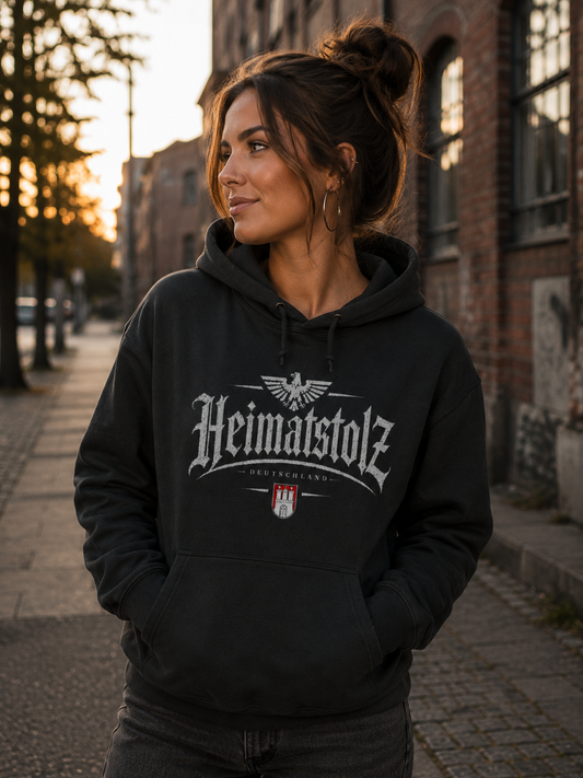 Damen Hoodie Heimatstolz Wappen Hamburg weiß