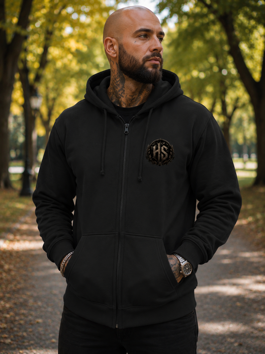 Unisex Zipper Hoodie HS Logo mit Rückenmotiv