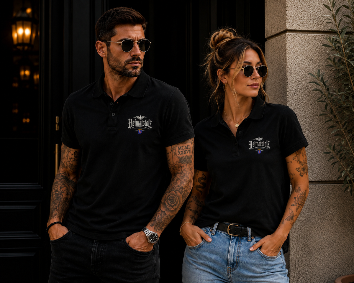 Unisex Poloshirt Heimatstolz Hessen weiß