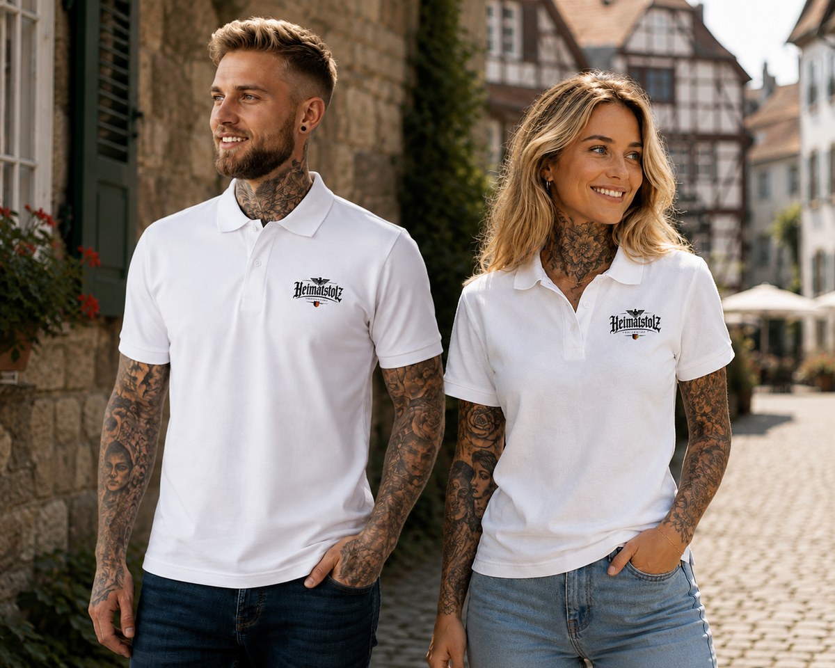 Unisex Poloshirt Heimatstolz Deutschland mit Landwappen schwarz
