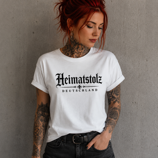 Damen T-Shirt Heimatstolz mit deutscher Symbolik schwarz