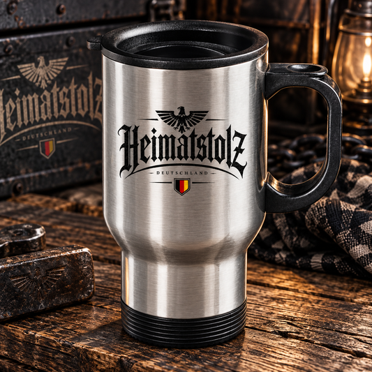 Edelstahl-Thermobecher Heimatstolz Deutschland mit Landwappen schwarz