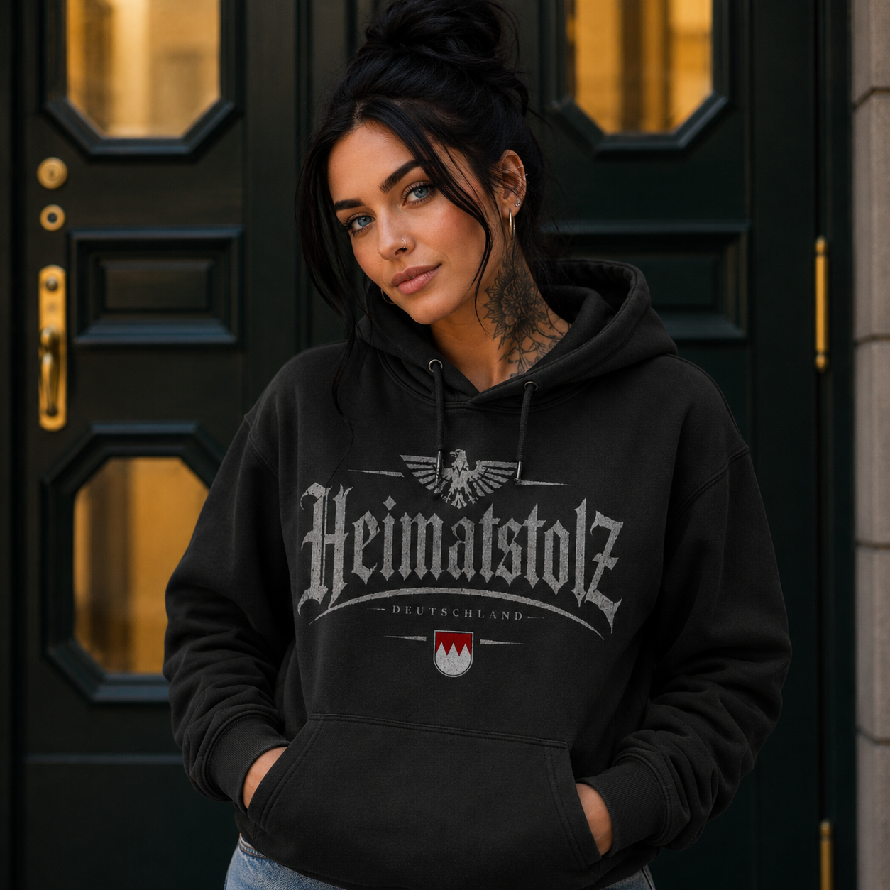 Damen Hoodie Heimatstolz Franken weiß