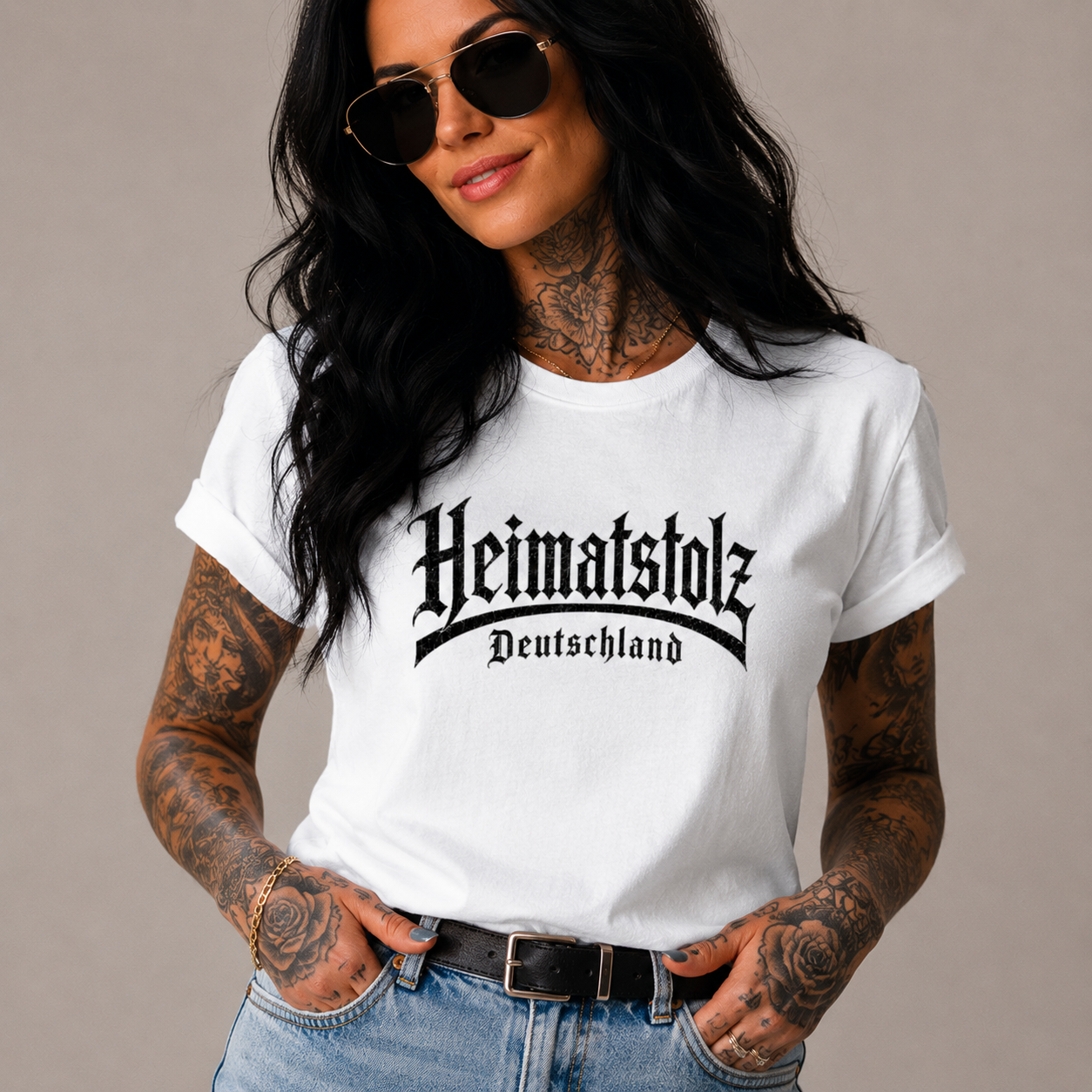 Damen T-Shirt Heimatstolz Deutschland schwarz