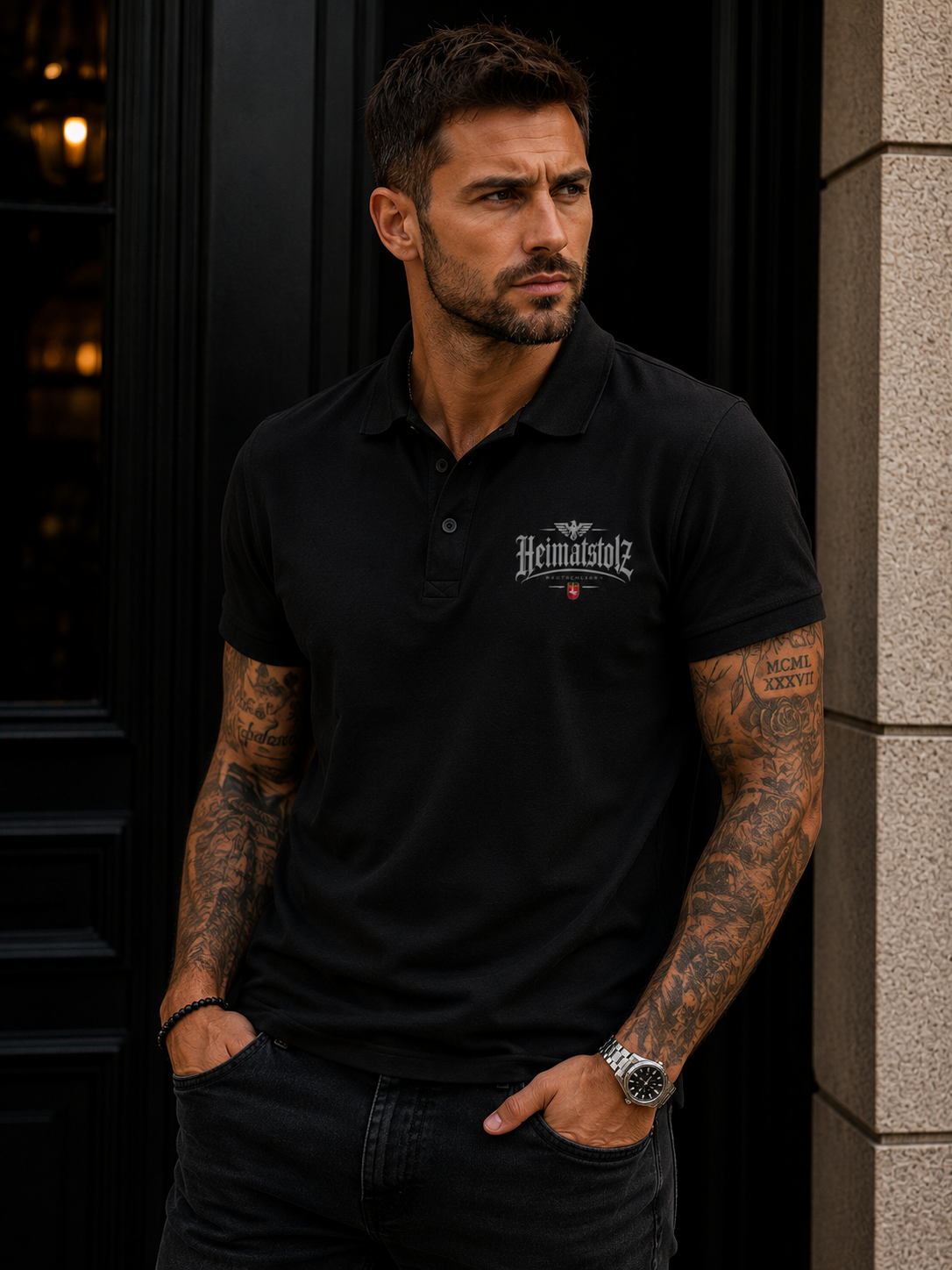 Unisex Poloshirt Heimatstolz Wappen Niedersachsen weiß